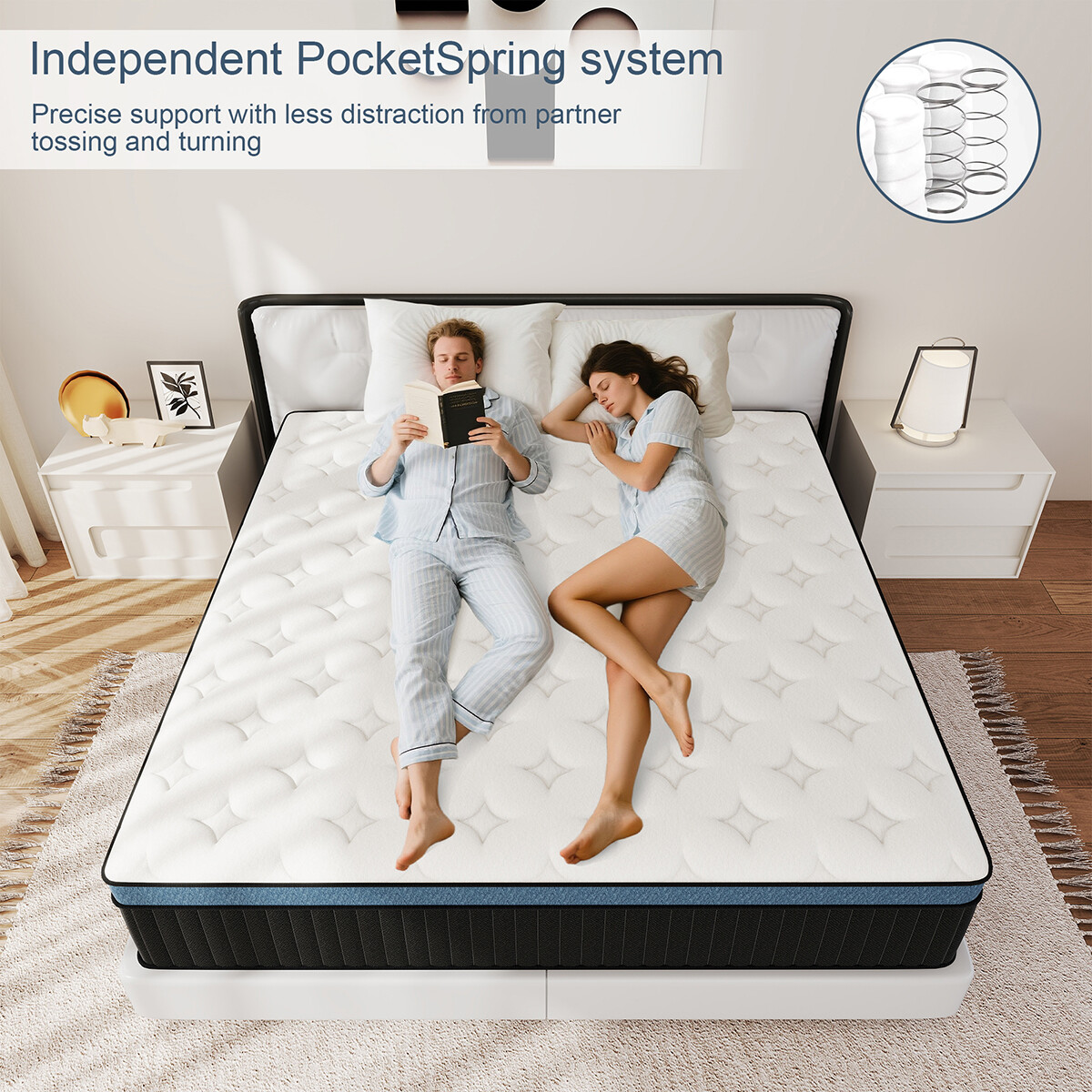 12″ 14″ Gel Memory Foam Pocket Spring Hybrid Mattress Twin Full Queen King Size