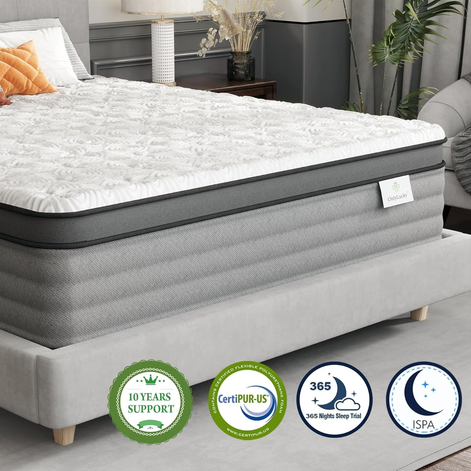 New Onlylucky Luxury Twin 12″ Hybrid Mattress, Pocket Springs, Euro Top