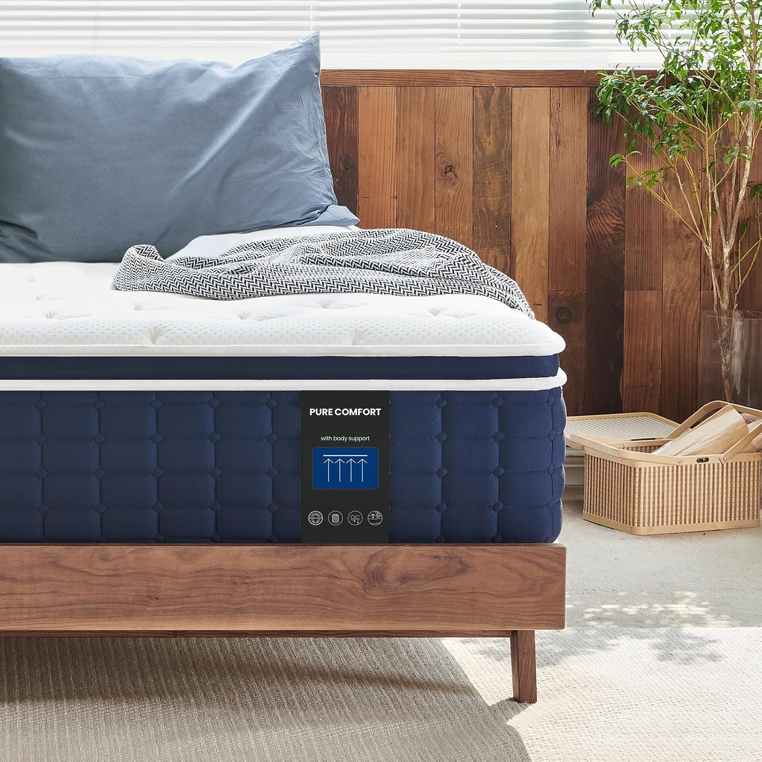 King Size Mattress 14 Inch Cooling Hybrid Medium Firm Support Pocket Spring