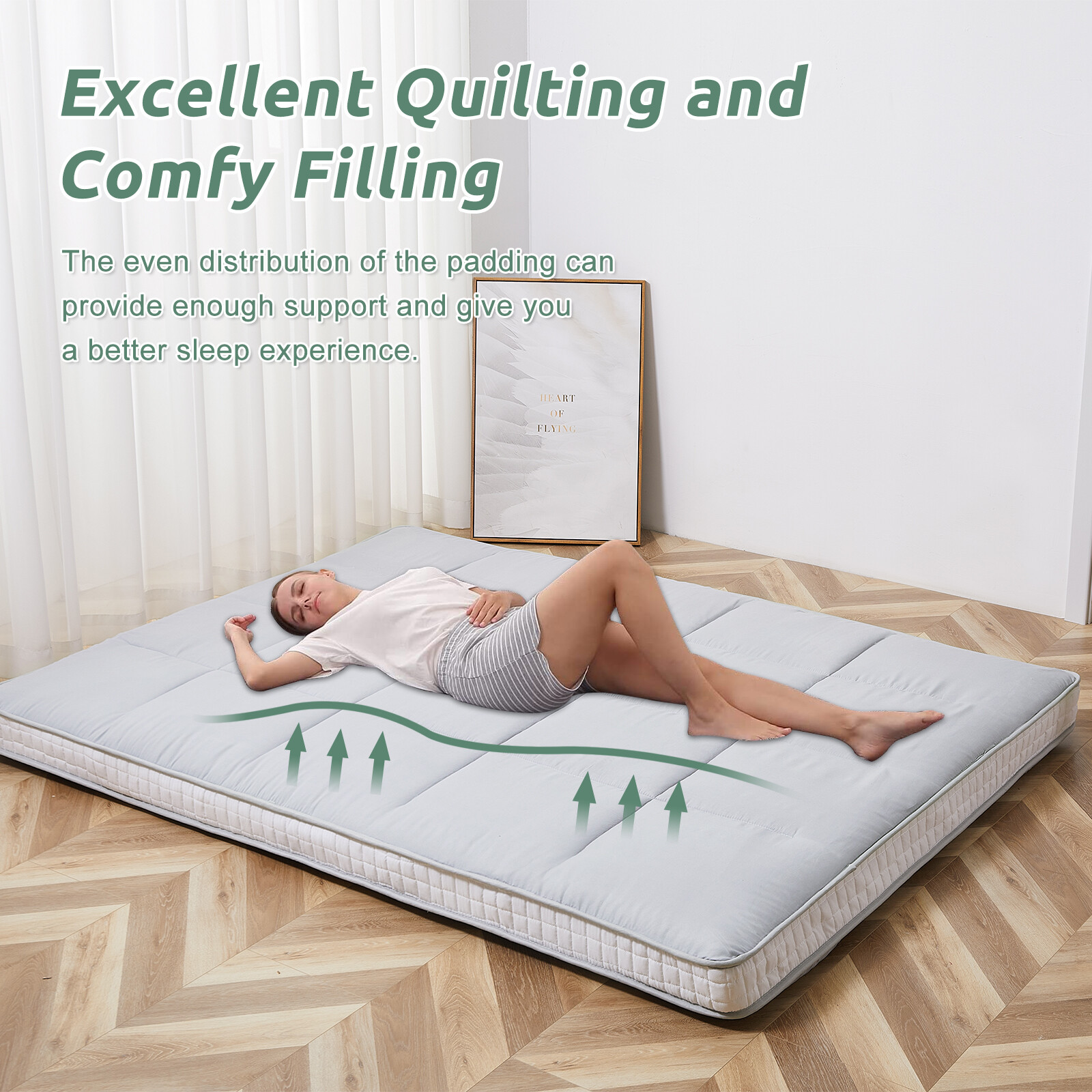 MOPHOTO Floor Mattress Traditional Shiki Futon Sleeping Pad 80x39in Twin Size