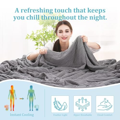 Dark Grey Cooling Comforter for Hot Sleepers – 90″x90″ – Full/Queen Full/Queen