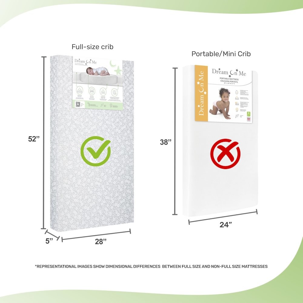 Dream On Me, Orthopedic Extra Firm Foam Standard Crib Mattress, Grey