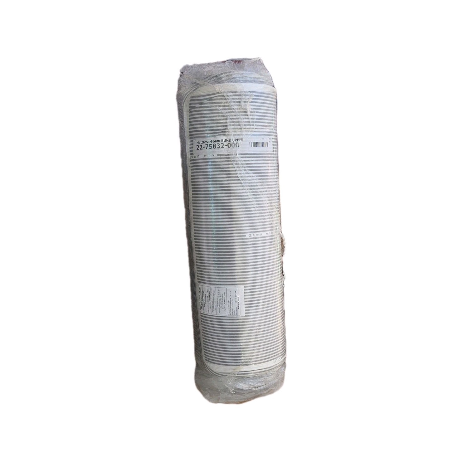 Firm Roll-Up Foam Bunk Upper Mattress 79×29 Gray/White Striped MPN 22-75832-000