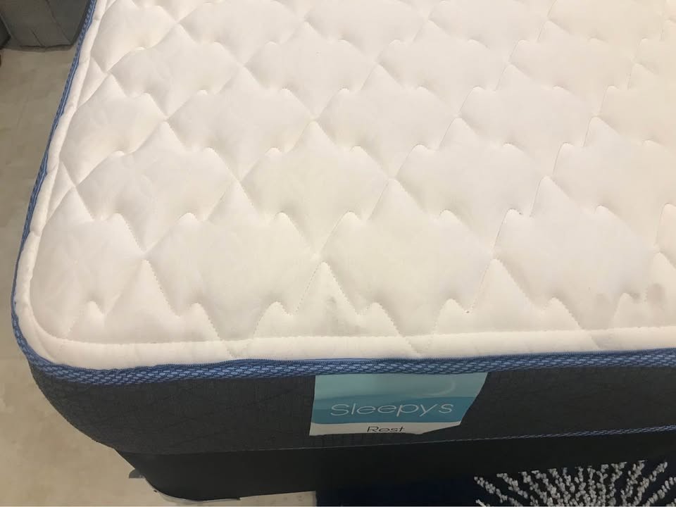 Full Mattress, Box Spring, Bed Frame, 2 Sets Bed Sheets w/Pillow Cases, Sleepys