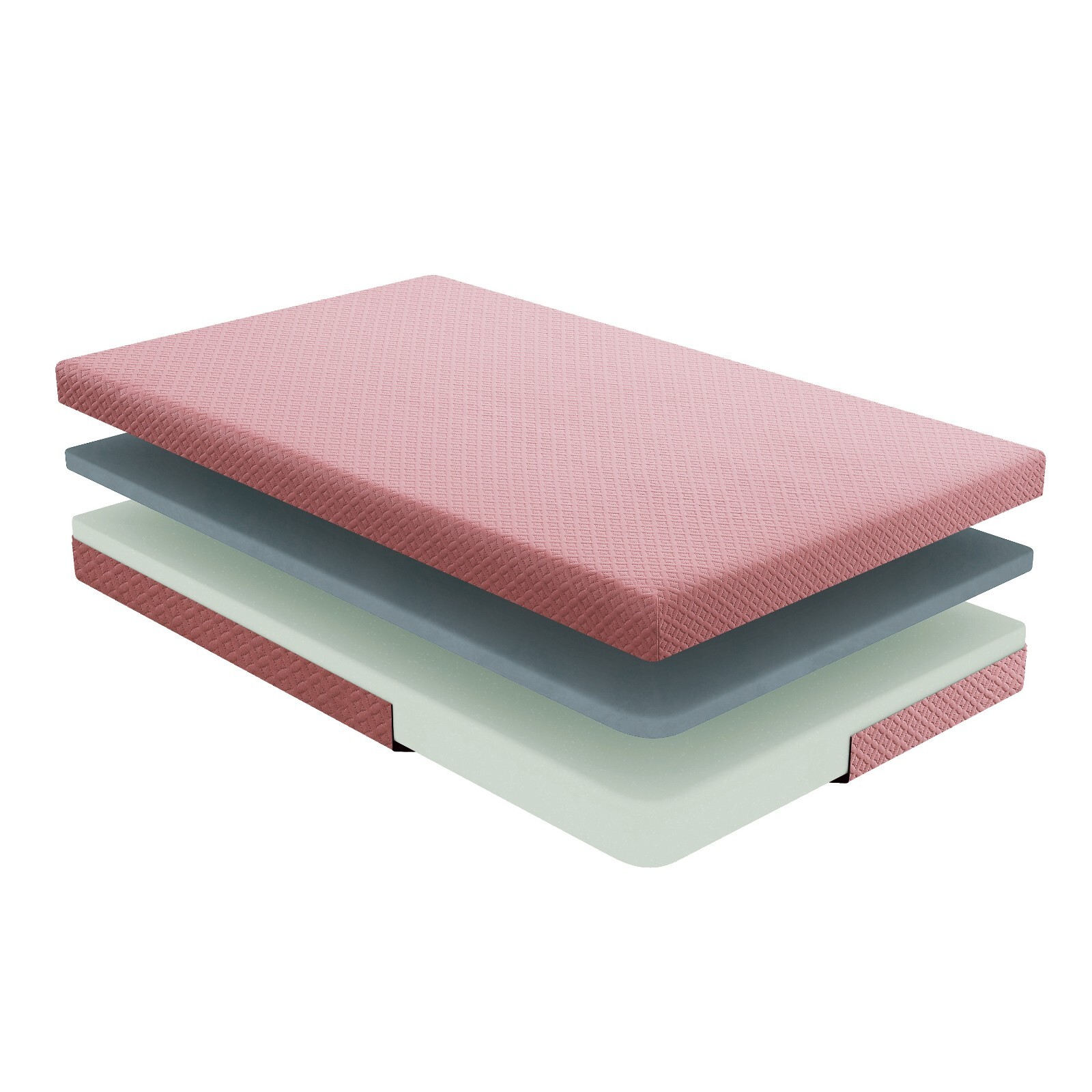 7″ Twin Size Memory Foam Mattress and Pillow Set, Pink, Breathable Double Layer