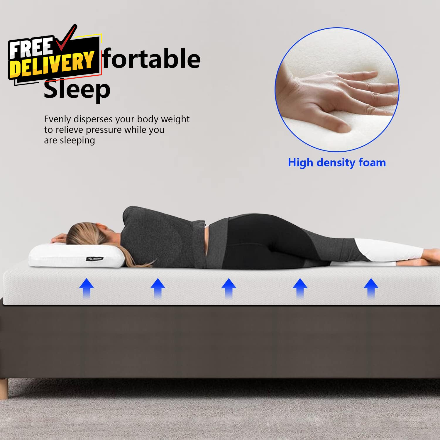 6 Inch Queen Mattress Medium Firm Base Foam Mattress Removable Washable Zipper..