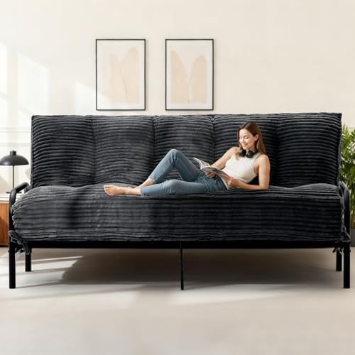 10″ Futon Mattress Queen Size,Futons Sofa Couch Bed Queen (10 Inches) Black