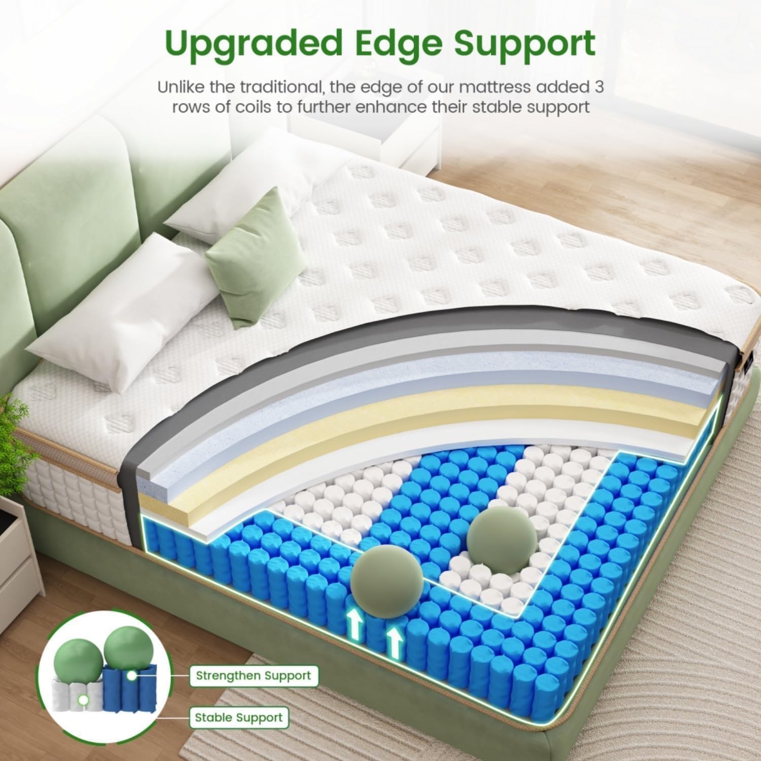 King Mattress, [Enhanced] 14 Inch King Size Hybrid Mattress in a Box with Gel Me