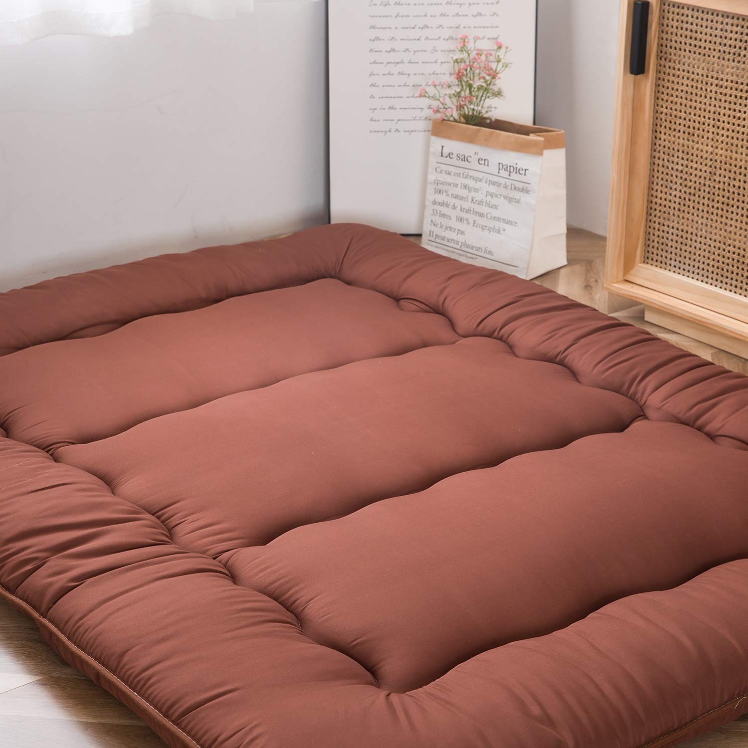 Japanese Floor Mattress Futon Mattress, Thicken Tatami Mat Sleeping Pad Foldable