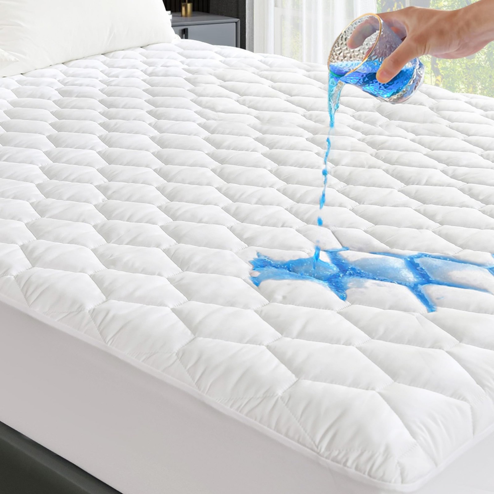 GRT California King Mattress Protector Waterproof, King, White