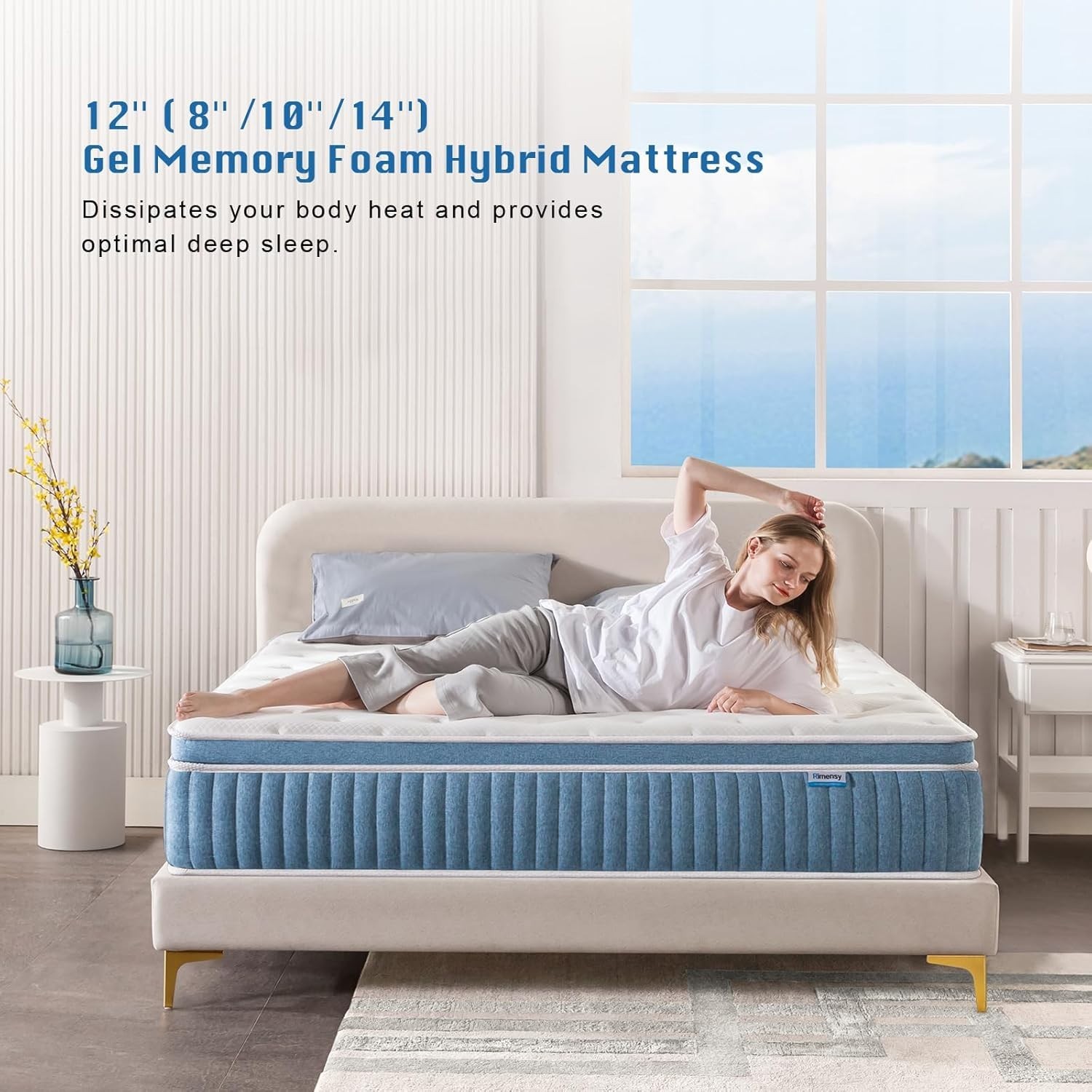 12-Inch Hybrid Gel Memory Foam Mattress in a Box – Support & Pressure Relief