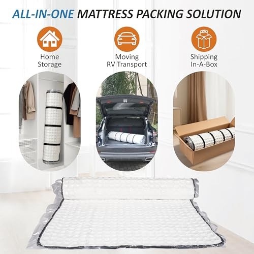 Foam Mattress Vacuum Bag with 4 Adjustable Packing Straps Queen/Full/Full-XL