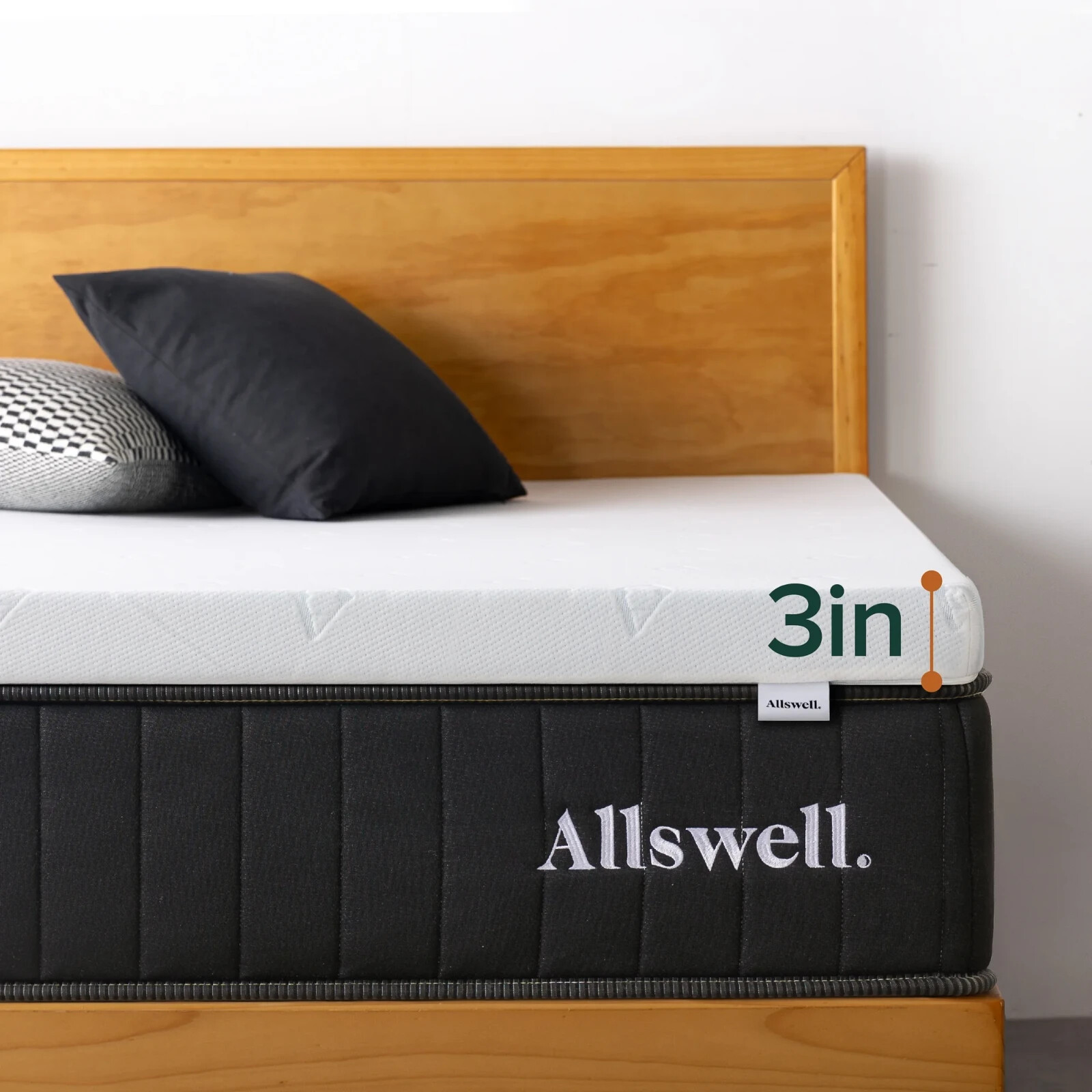 Allswell 3″ Covered Memory Foam Mattress Topper, King