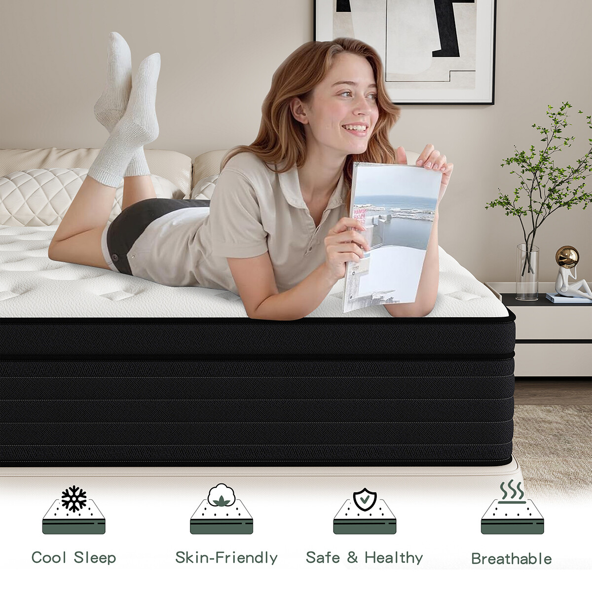 14″ 12″ 10″ Gel Memory Foam Hybrid Queen Mattress spring Twin Full King in a Box