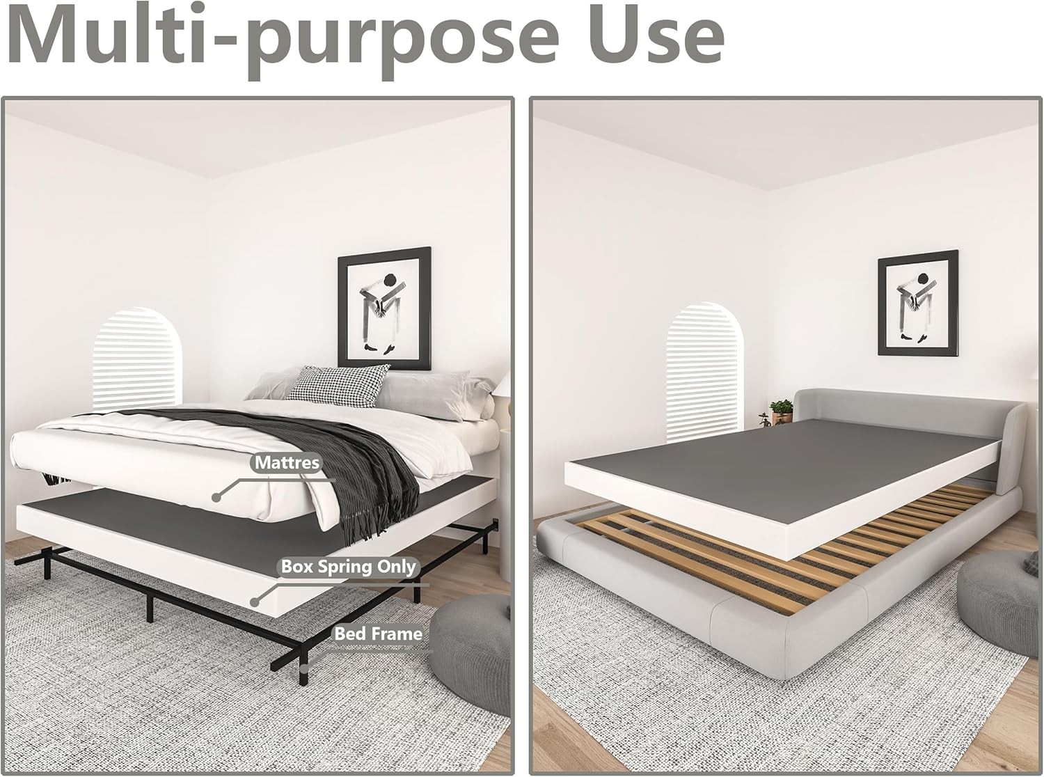 Qingzhou 5 Inch Box Spring for Queen Bed, Heavy Duty Metal Queen, 5 High