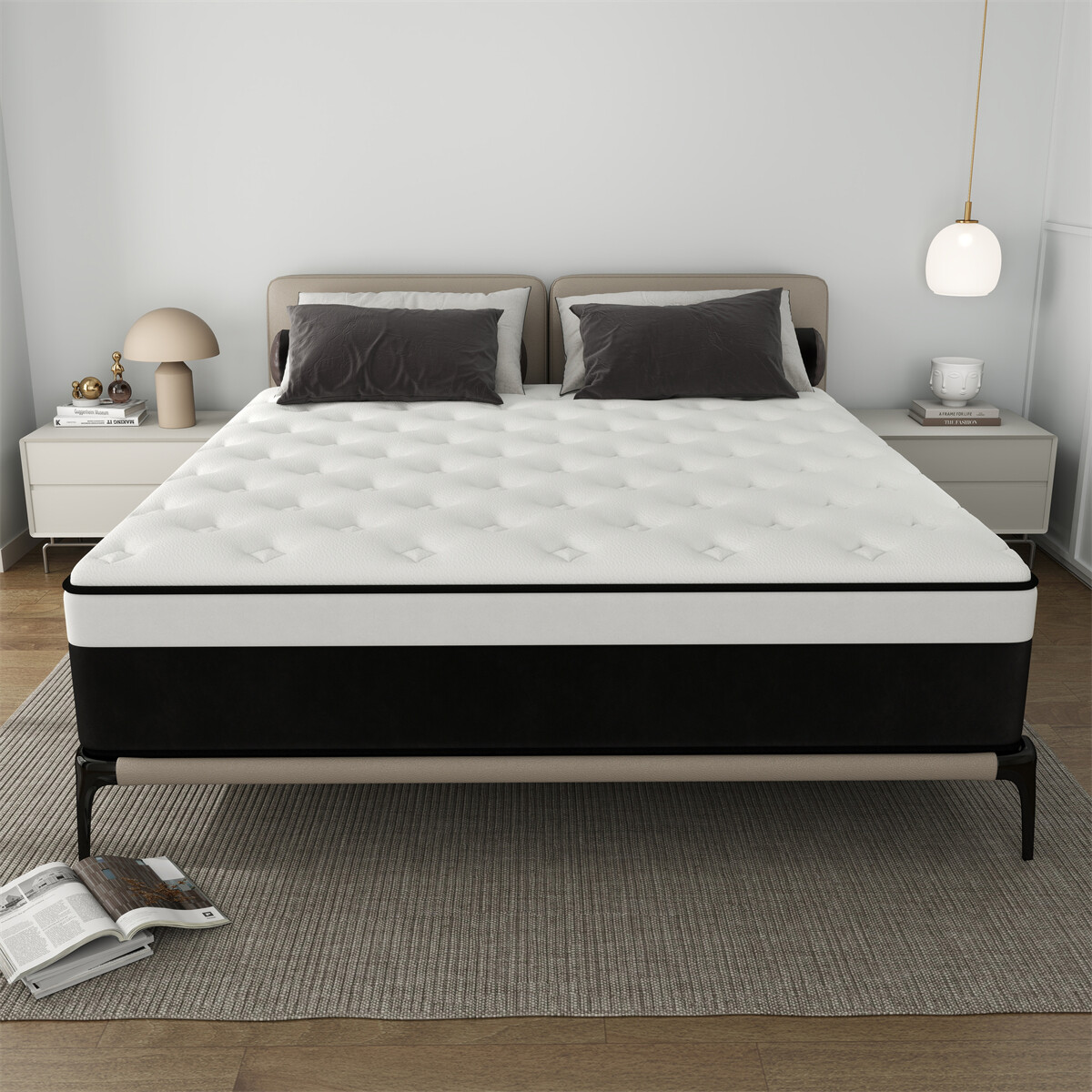 12 Inch Mattress Twin Full Queen King Size 7Zone Spring Memory Foam Bed in a box