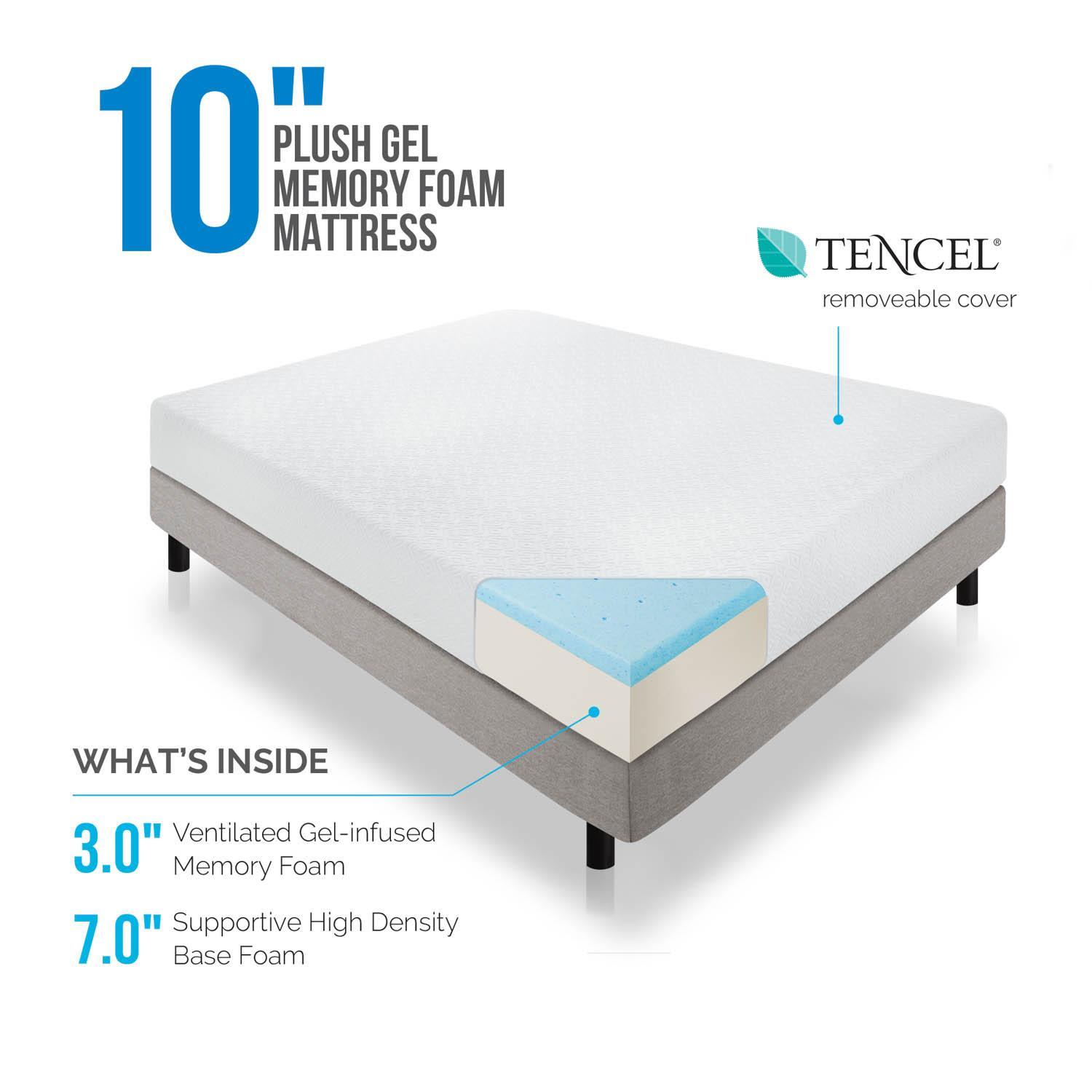 LUCID 6, 8, 10, and 12 Inch Gel Memory Foam Mattress – Twin Full Queen and King