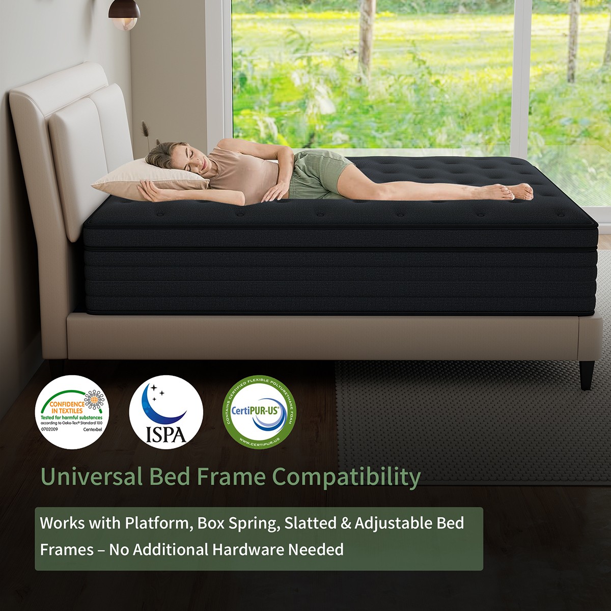 12″ 14″ Mattress in a box Twin Full Queen King Hybrid Spring Medium Firm Black