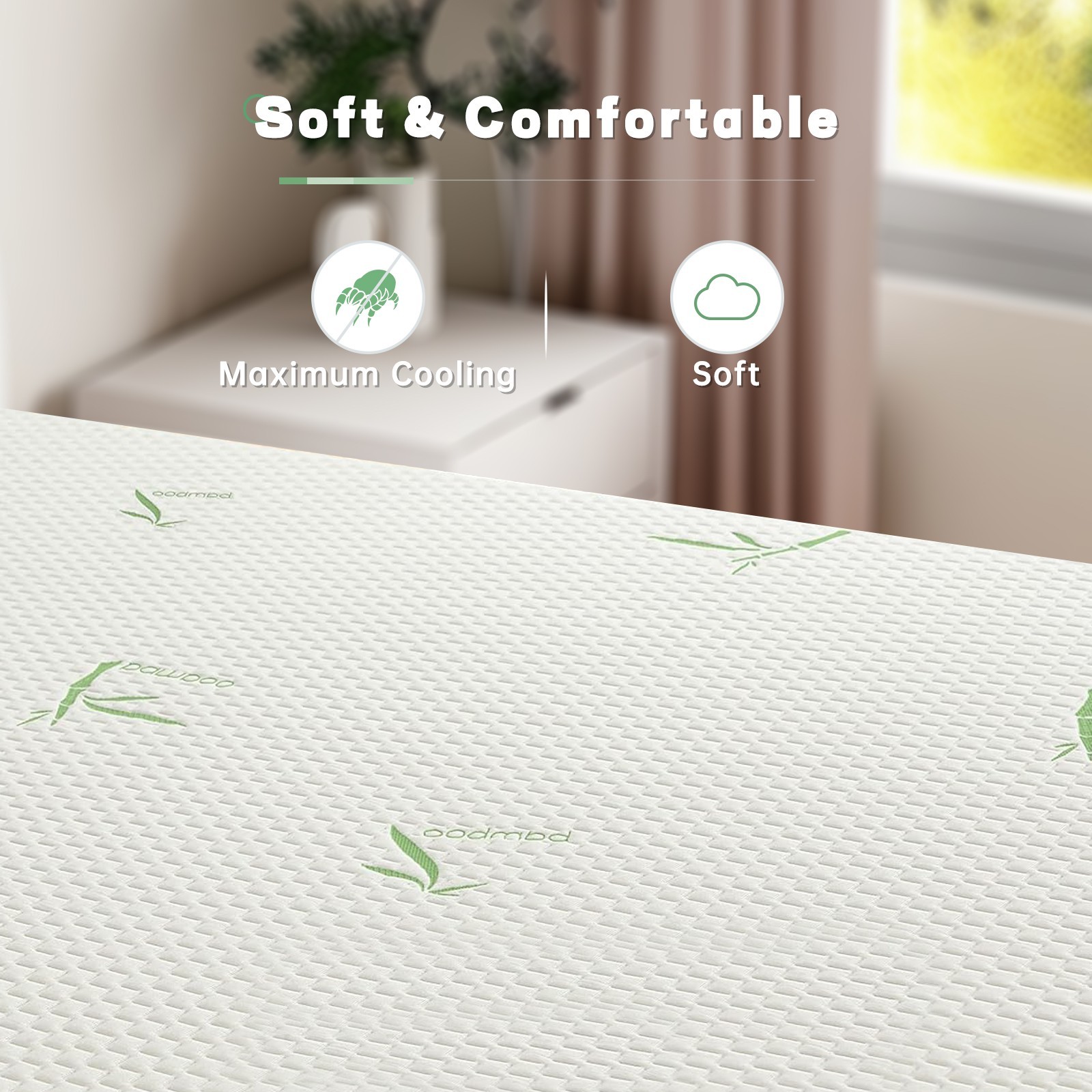 5″ 6″ Memory Foam Mattress with Breathable Bamboo Fabric Cover for Deep Sleep