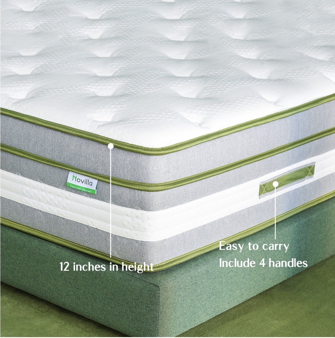Novilla 12″ Mattress Queen Hypoallergenic Cooling Hybrid Memory Foam Durable