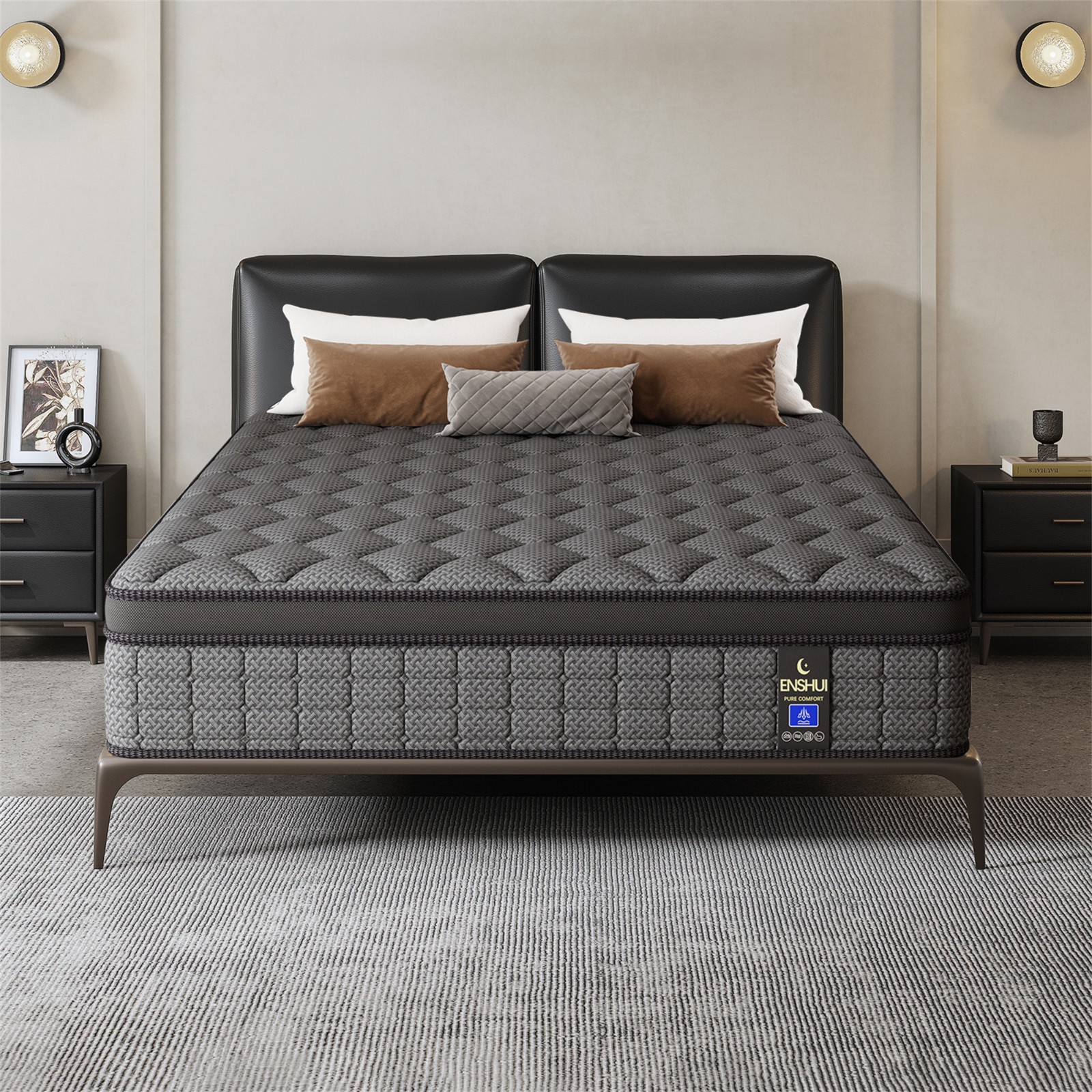 ENSHUI 12/14 Inch Cooling Hybrid Mattress – Medium Firm, Gel Memory Foam, Pocket
