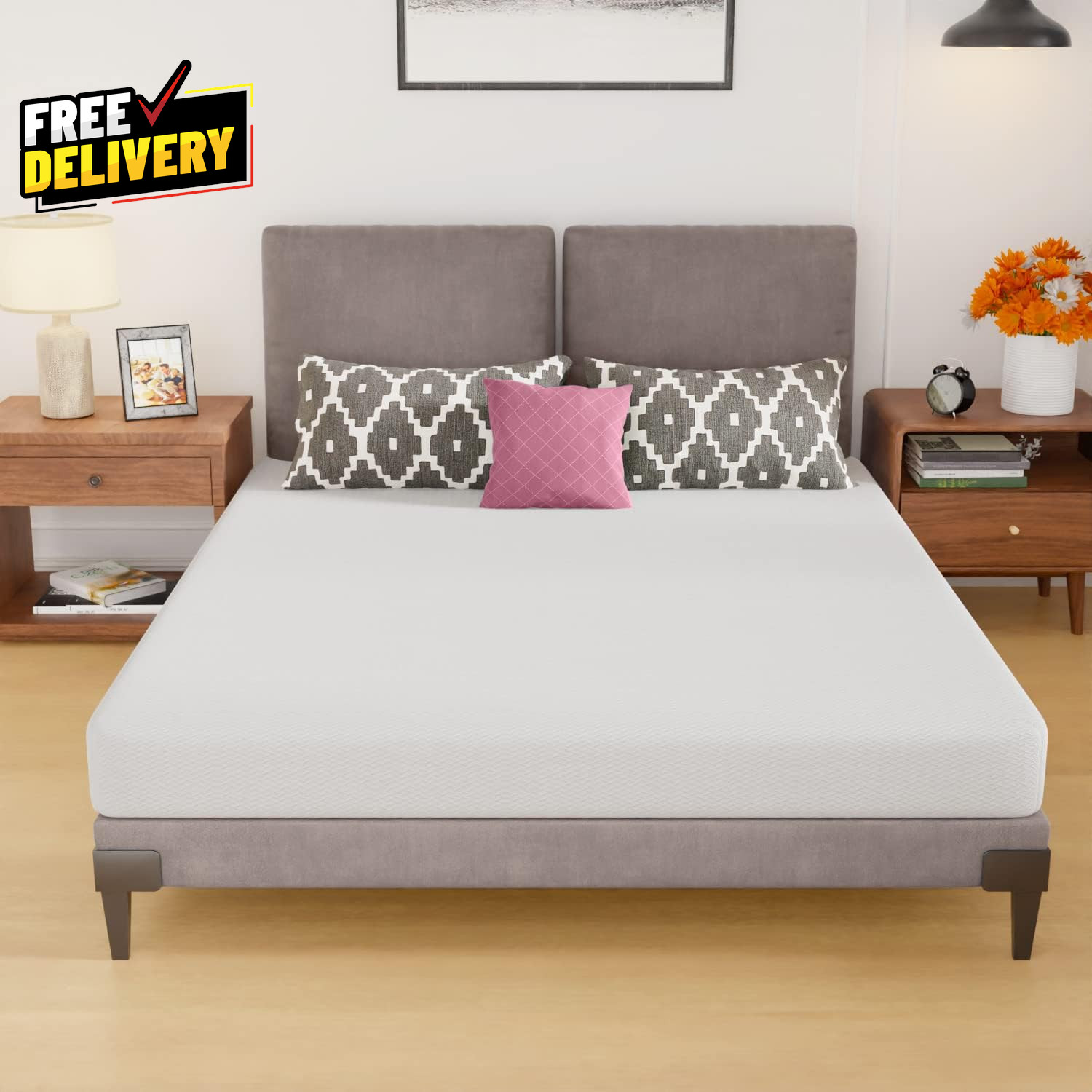 6 Inch Queen Mattress Medium Firm Base Foam Mattress Removable Washable Zipper..