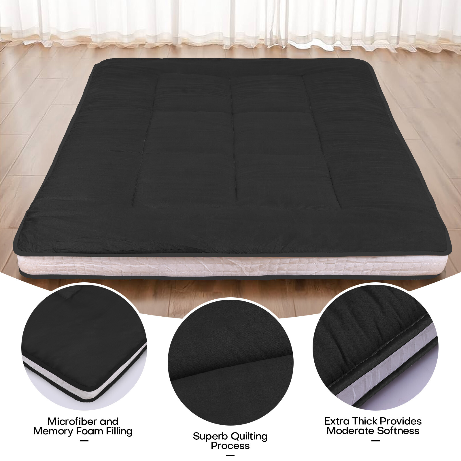 Japanese Floor Mattress 4″ Extra Thick Folding Sleeping Pad for Twin/Full/Queen