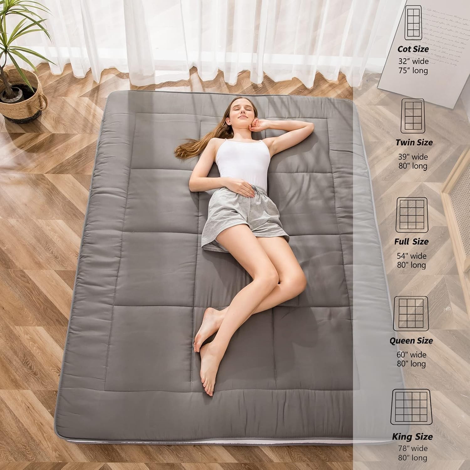 King Futon Foam Mattress Topper, Japanese Foldable Mattress Bed, Extra Thick …