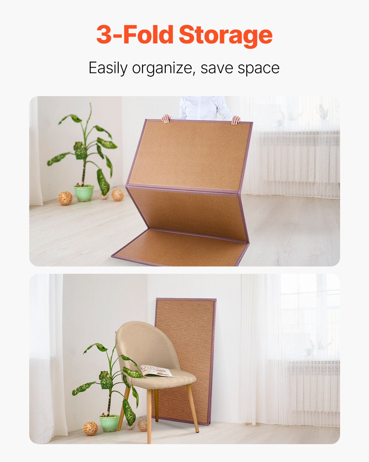 Japanese Tatami Mat 80 x 39 in Foldable Natural Rattan Tatami Mattress