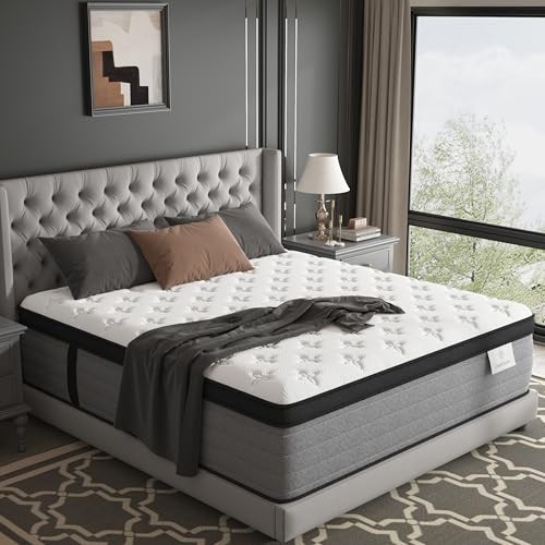 Size Mattress Luxury Extra Firm Hybrid Mattress in a Box, 7-Zones King 12 Inch