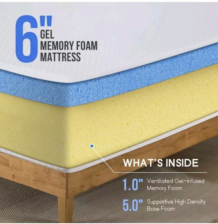 FDW 6″ Modern Style Memory Foam Narrow Twin Mattress in White