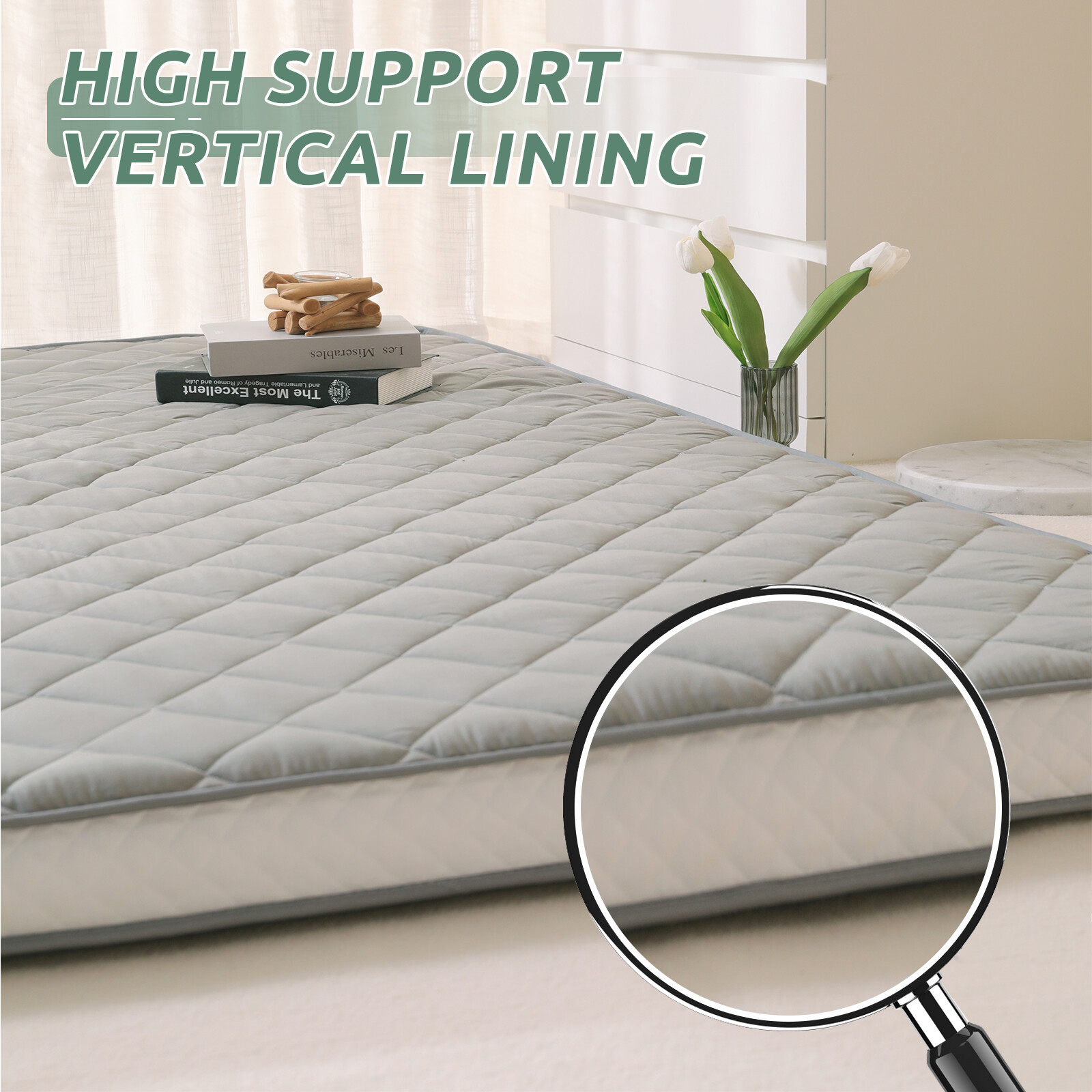 NAIZEA Japanese Floor Mattress Potable Floor Sleeping Pad 80x60x4in Queen Size