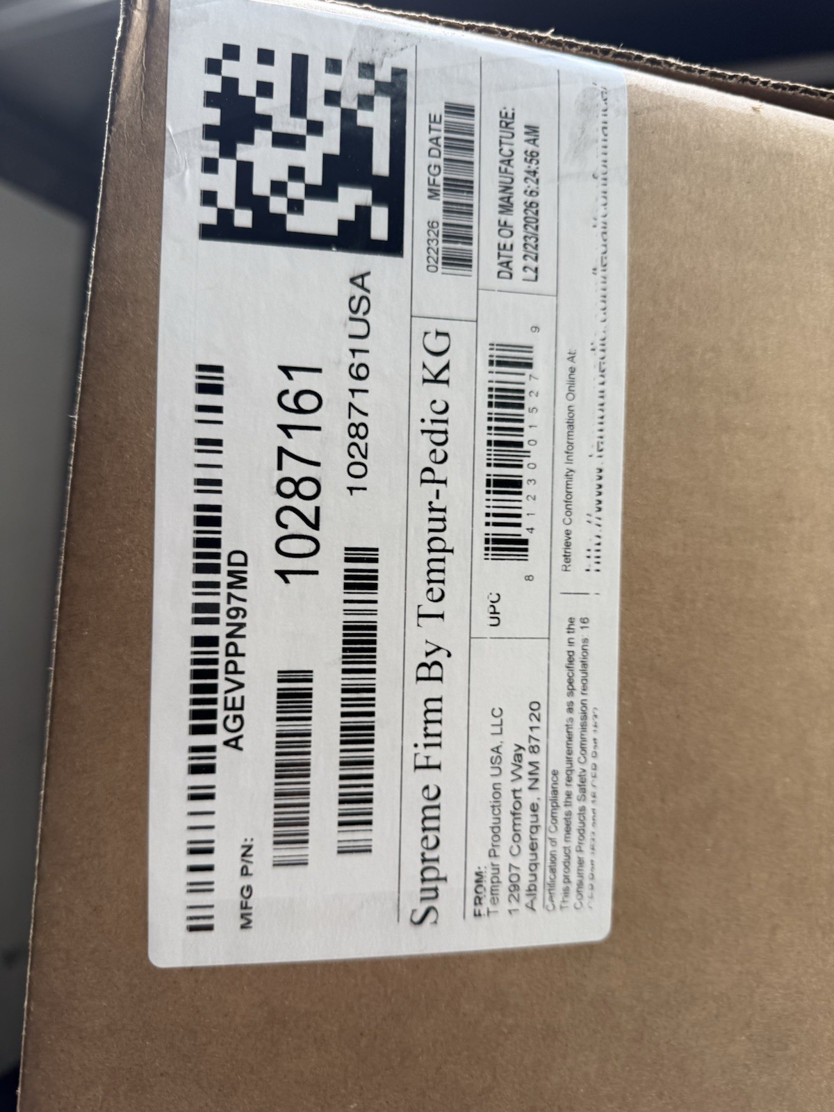 TempurPedic SUPREME FIRM 2026 KING 11.5″ MATTRESS NEW CLOSEOUT FAST SHIP