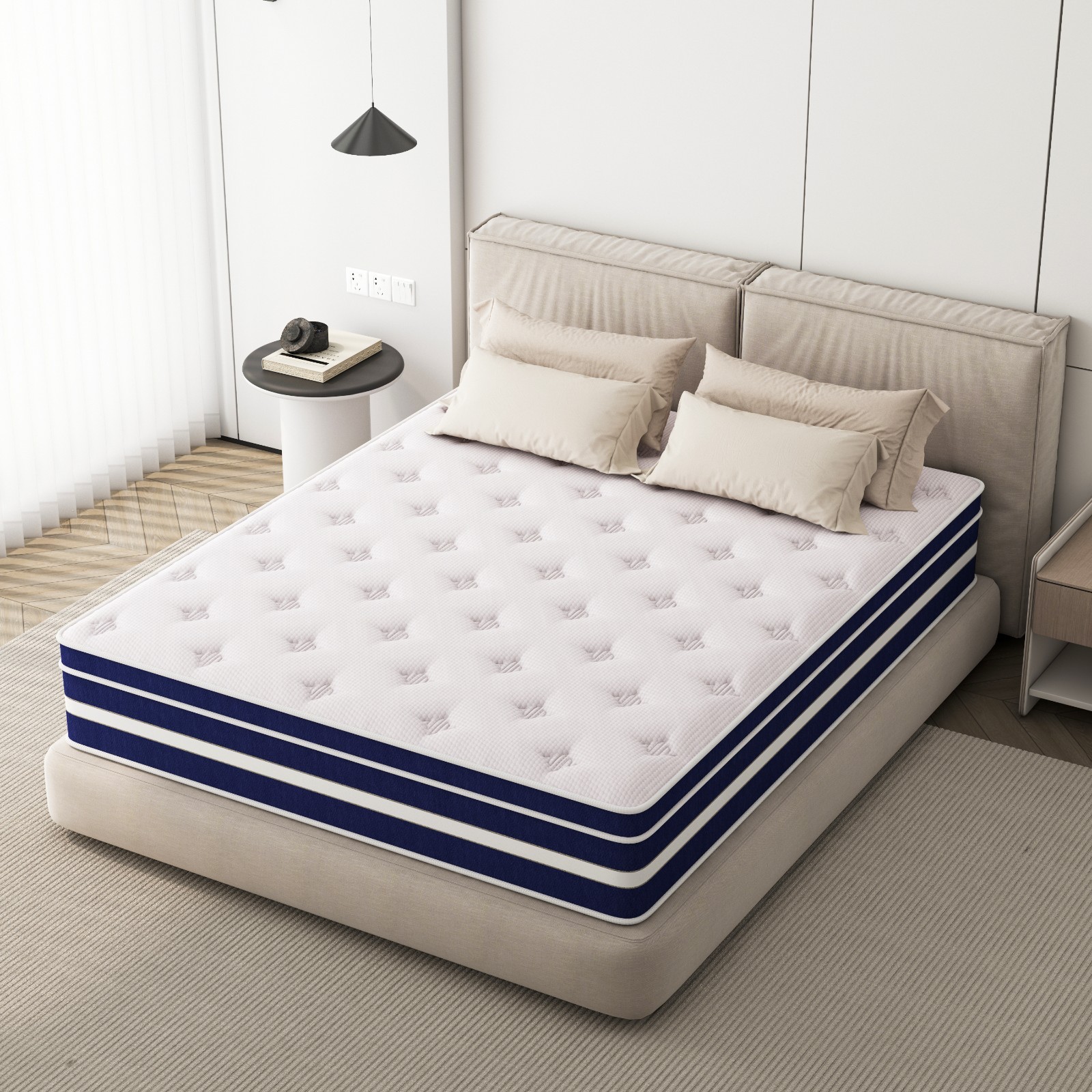 12in Gel Memory Foam & Spring Hybrid Mattress Breathable Queen size Bed In a Box