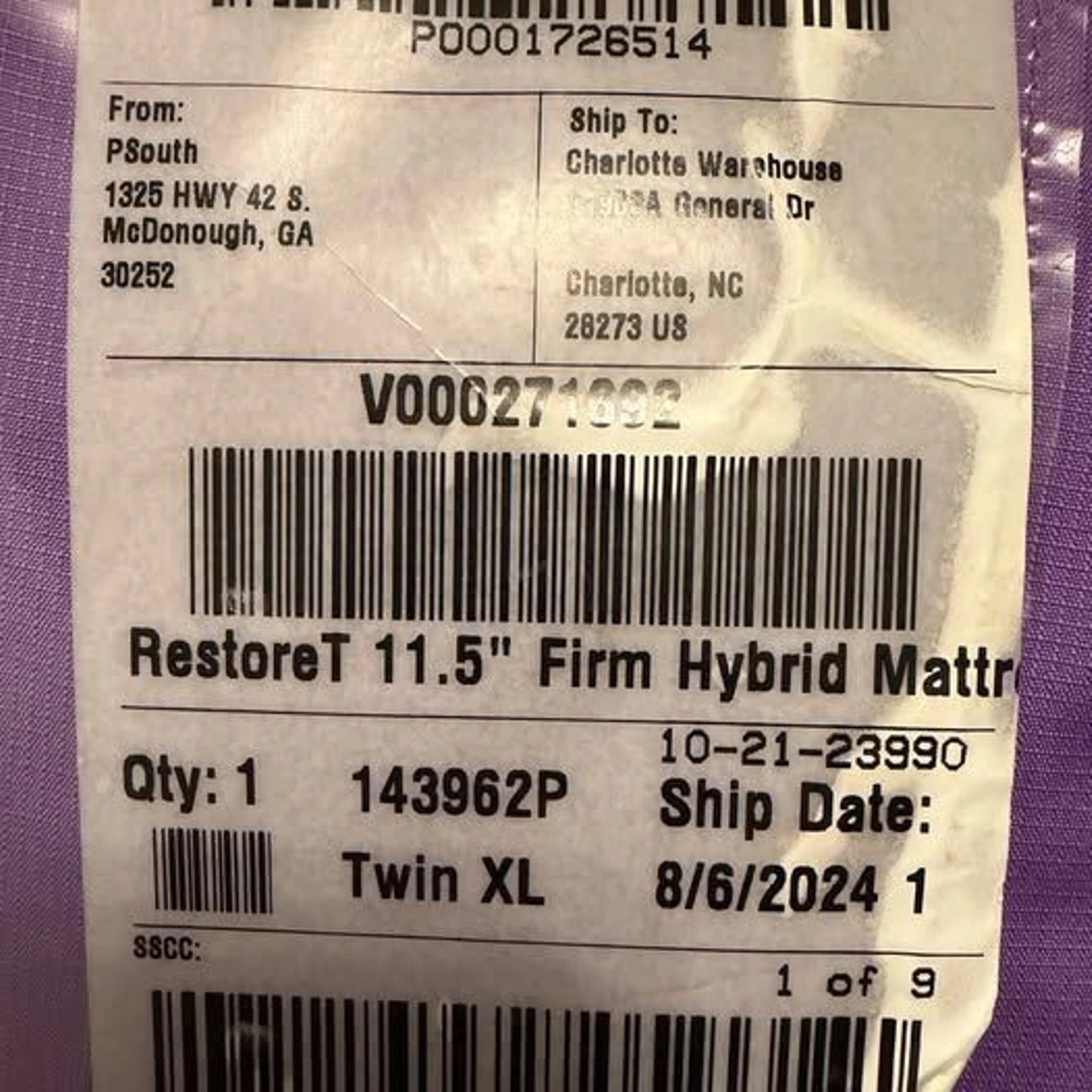 Purple Restore 11.5″ Firm Hybrid Mattress Twin XL – NEW SEALED