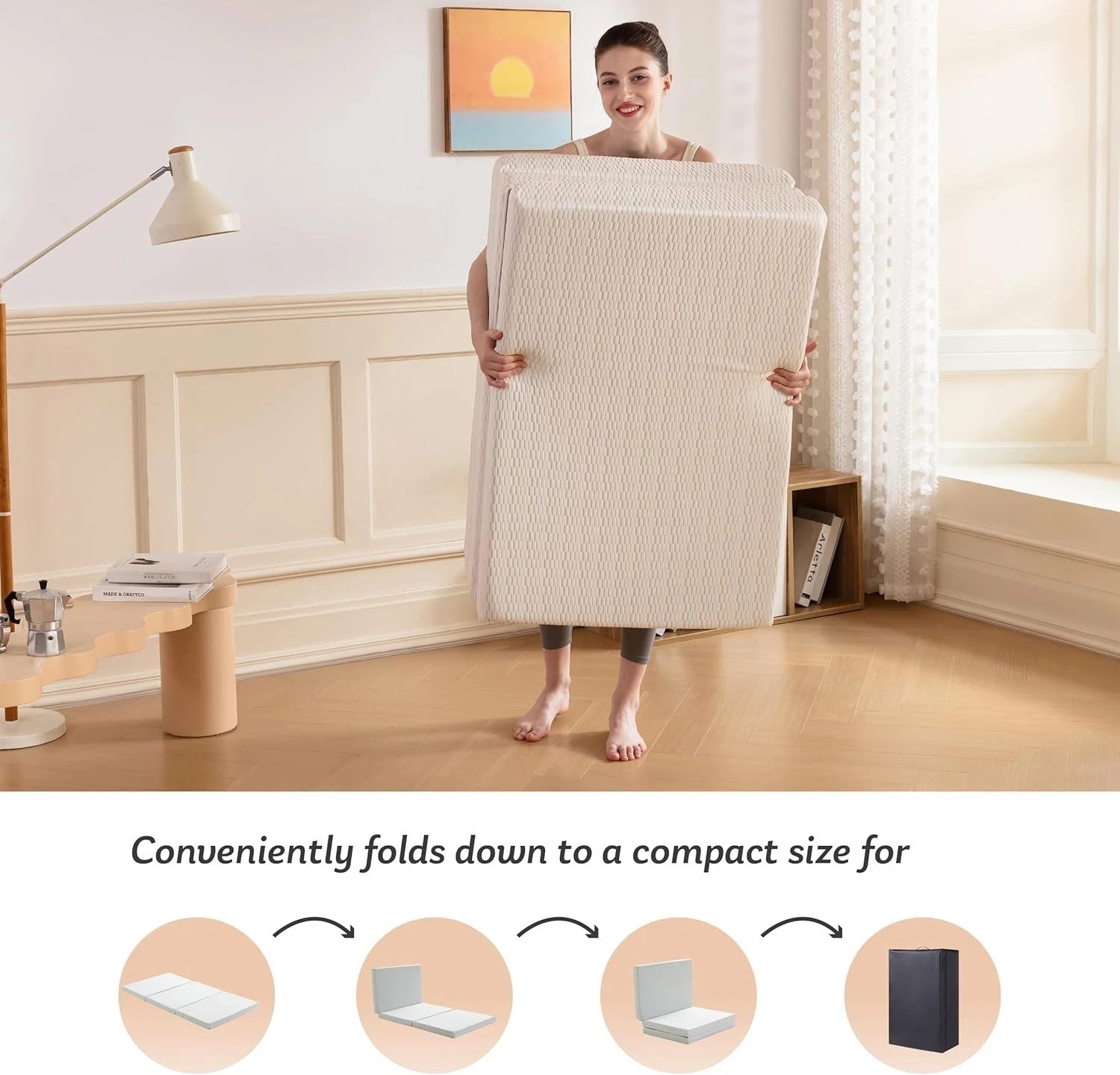 4-Inch Foldable Memory Foam Mattress Topper – Perfect for Camping or Guests
