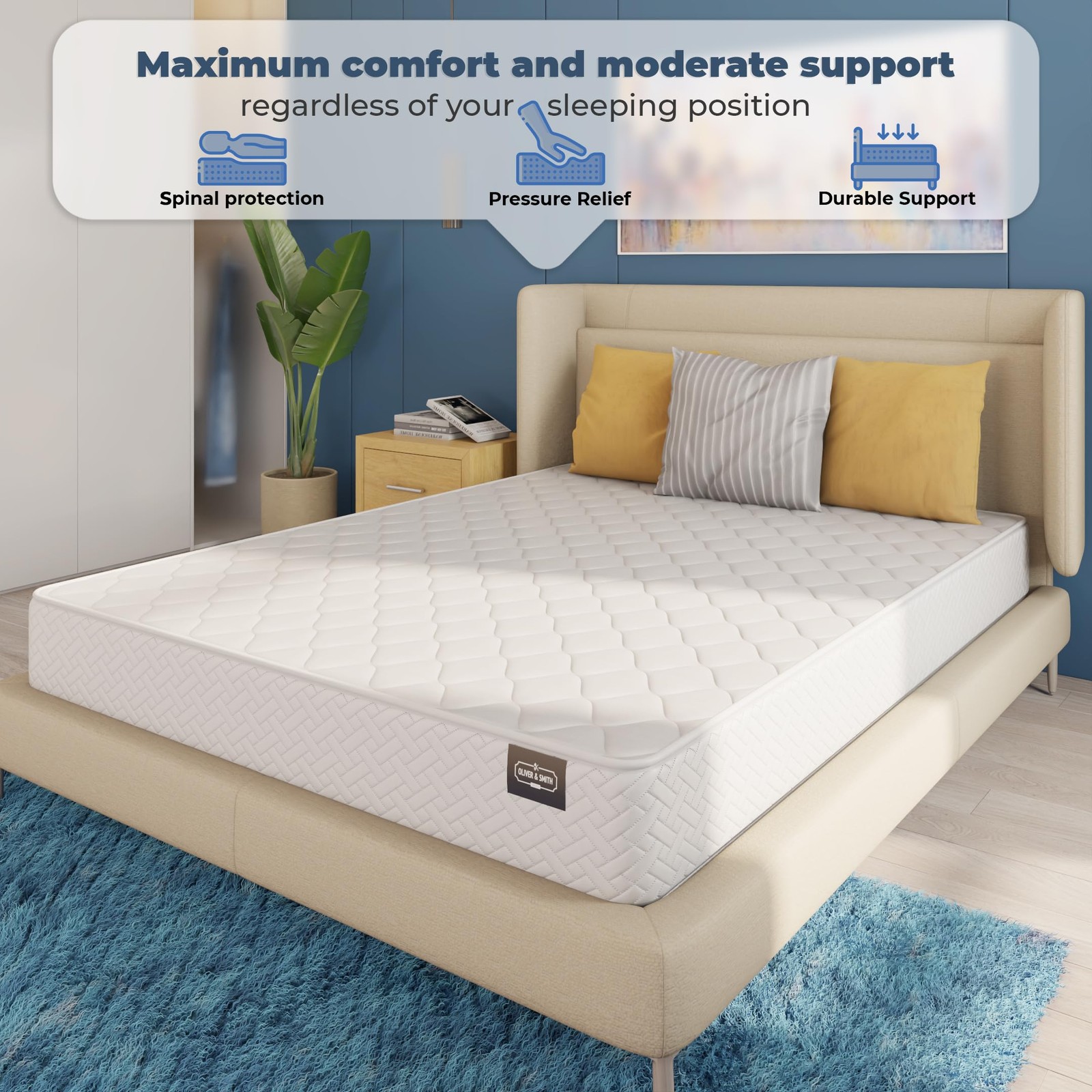 HomeLife 6-Inch Queen Mattress – Tight with High Density Foam – Breathable Polye