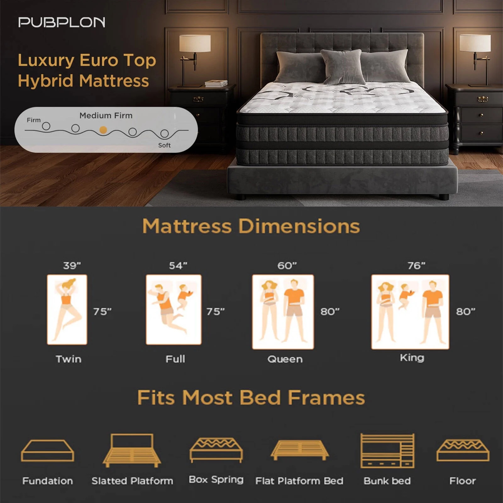14 Inch Full Queen Size Memory Foam Gel Mattresses Motion Isolation Medium Firm