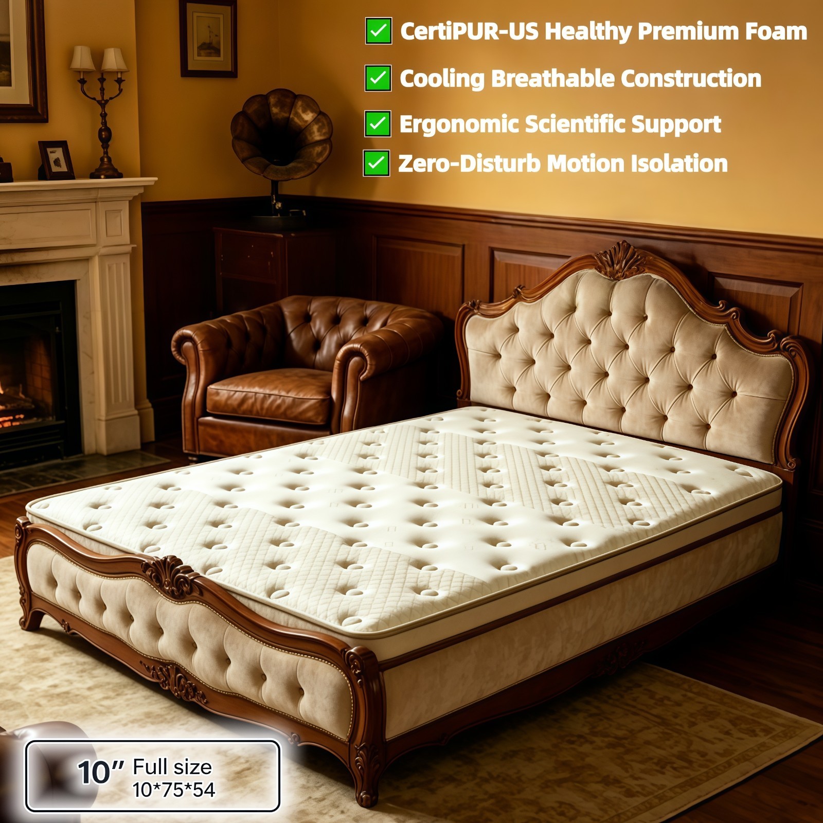 10” Full Hybrid Mattress Cooling Gel Memory Foam Pocket Spring Bed Box Beige