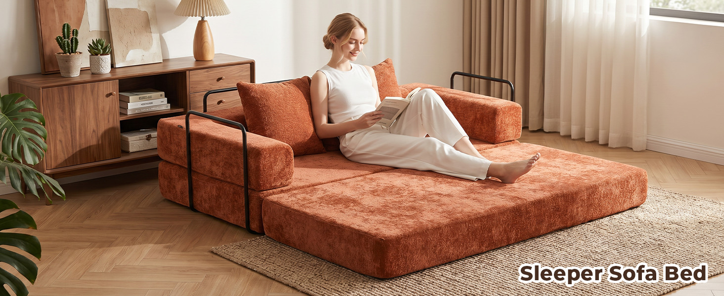 77″ Convertible Sleeper Sofa Bed, Bonel Cloud Queen Futon Couches
