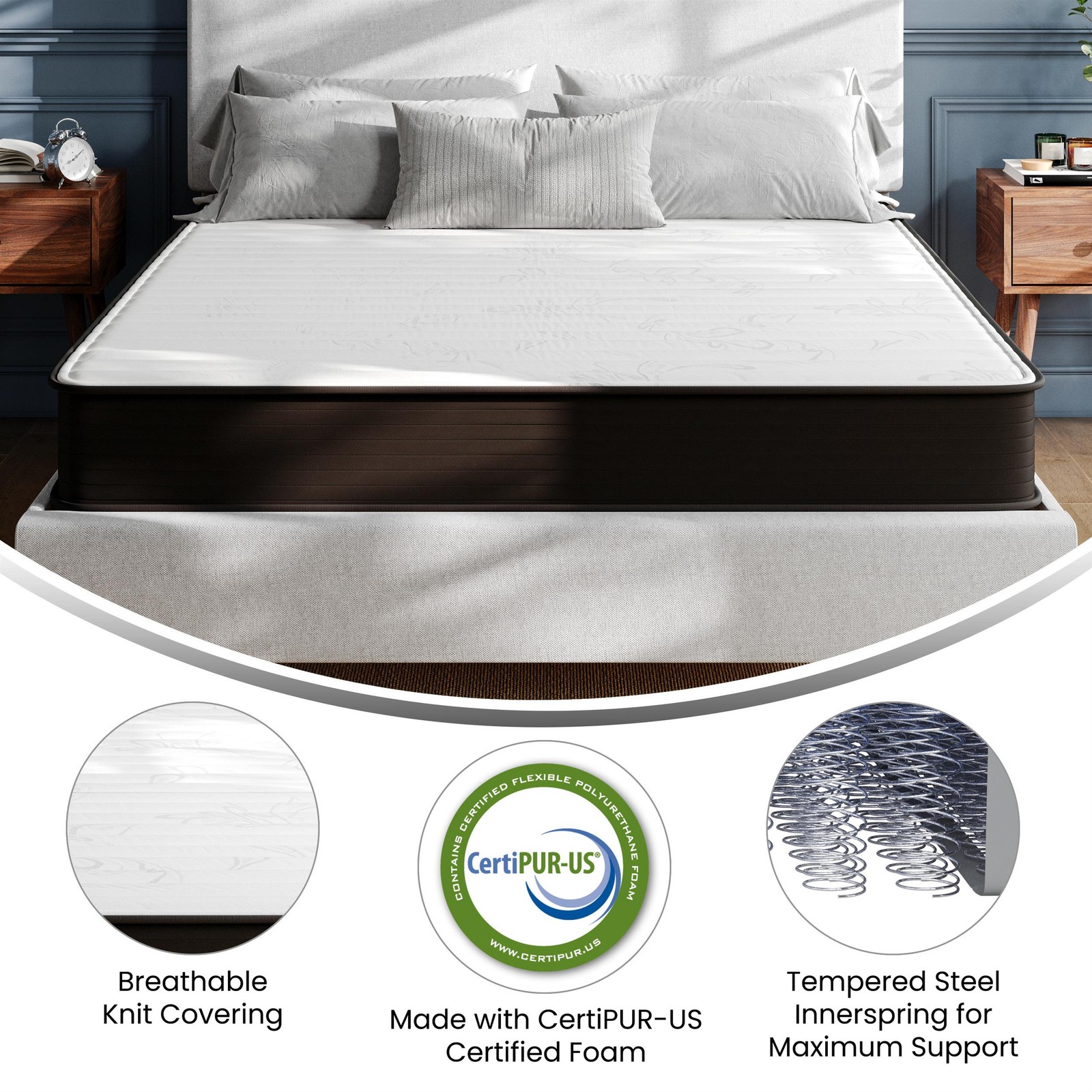 8″ Hybrid InnerSpring Queen Premium Cooling Mattress in a Box