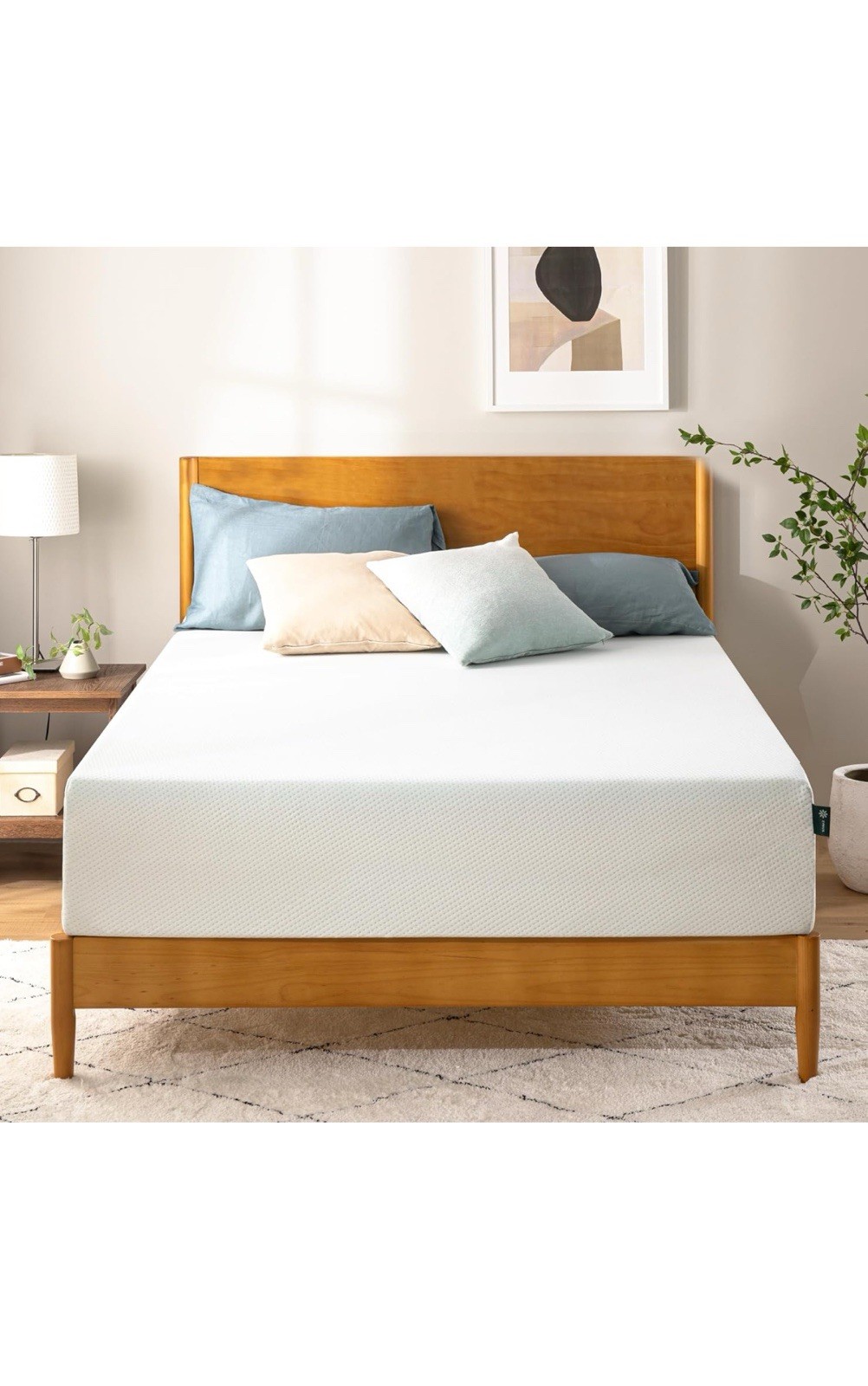Zinus AZ-BTCM-12Q Memory Foam Green Tea Mattress, Queen – White