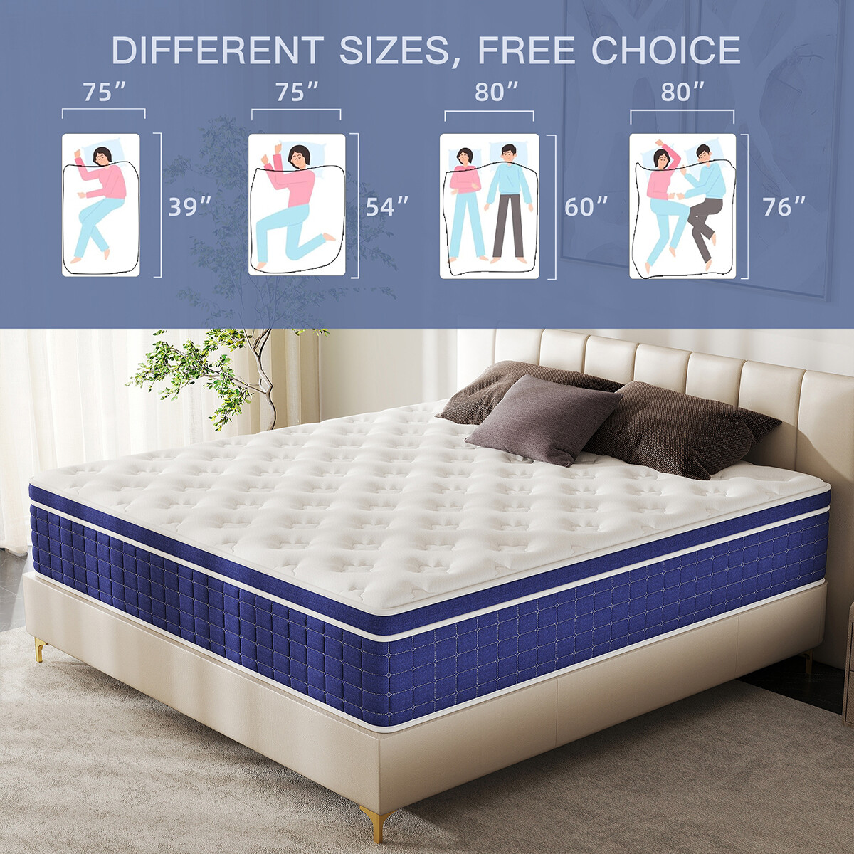 10″ 12″ 14″ Mattress in a Box Twin Full Queen King Size Memory Foam Spring Bed