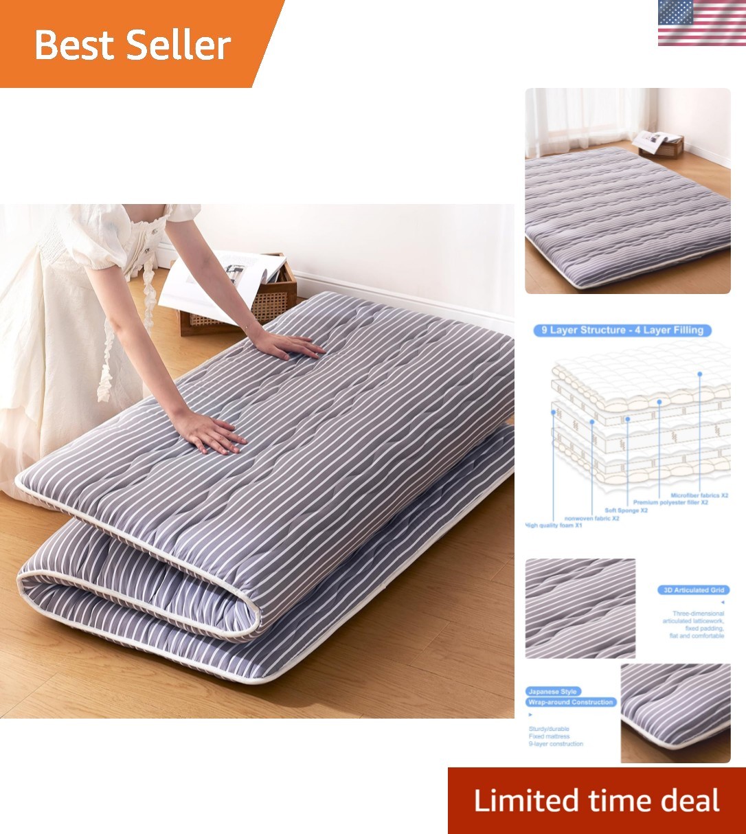 Foam Japanese Floor Mattress Futon Mattress,100% High Density Comfortable Foa…