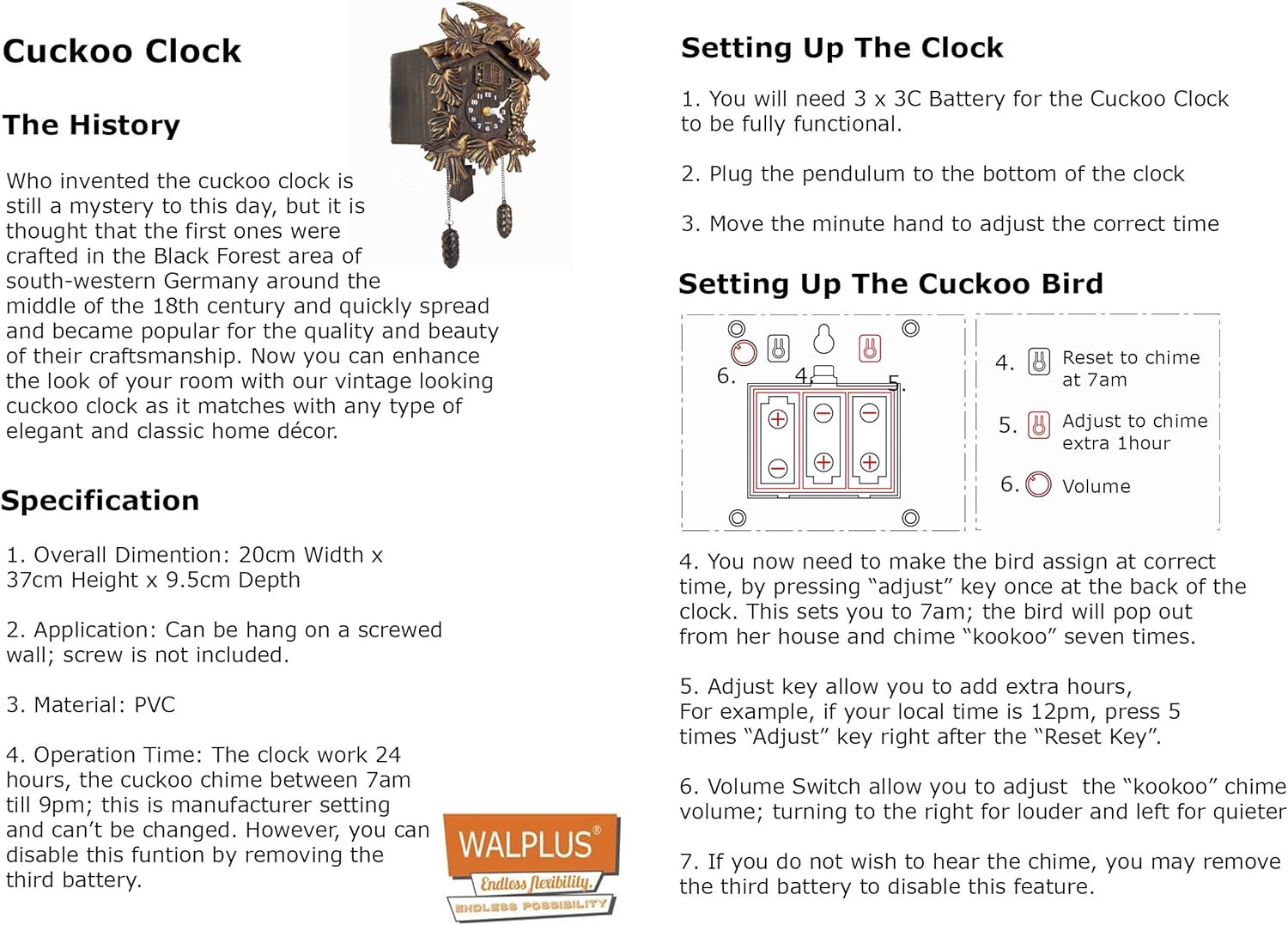 Chiming Classic Brown Vintage Cuckoo Wall Clock Hanging Bird Clock Home Decor Ch