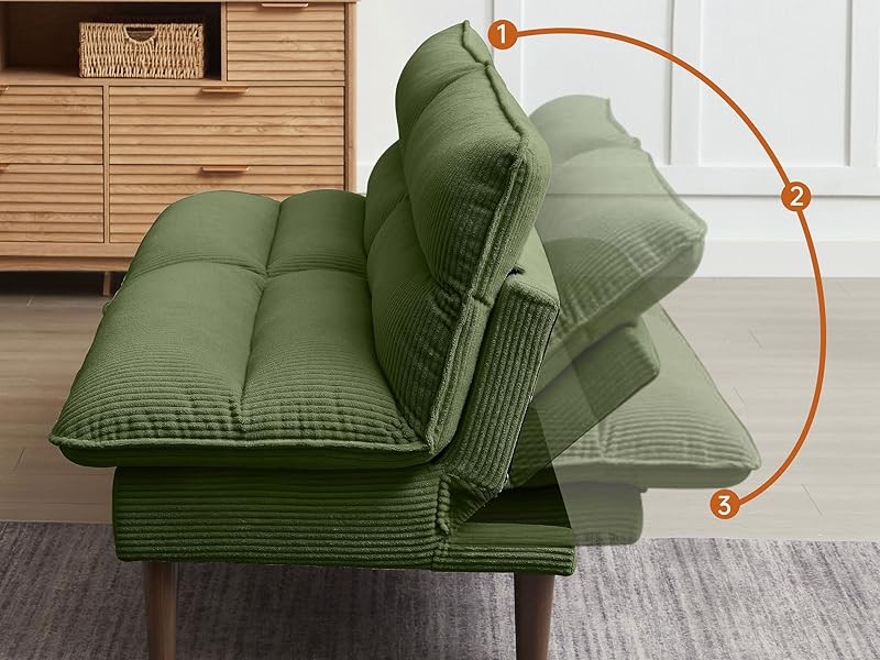 Futon Sofa Bed, 72″ Small Couches for Small Spaces, Folding Love Seat