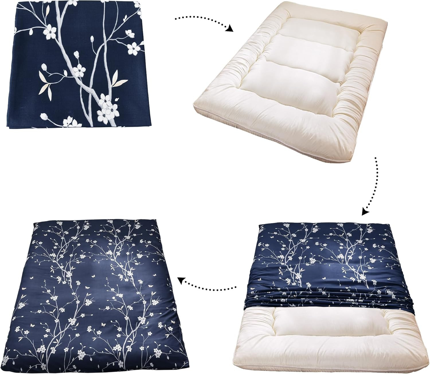 Mattress Cover for Traditional Japanese Futon Mattress, Queen, Star