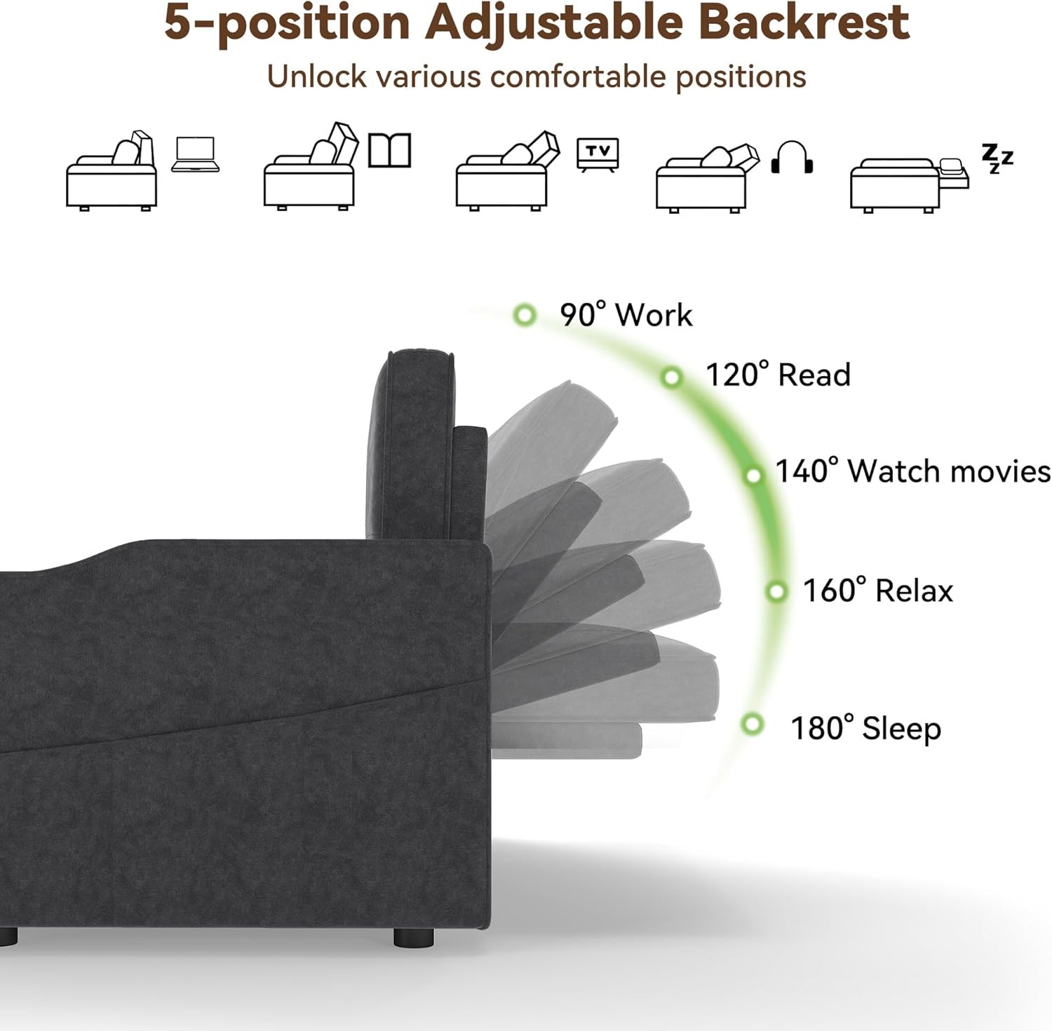 Sleeper Sofa Bed, 3-in-1 Loveseat Sofa with USB Charging Ports,