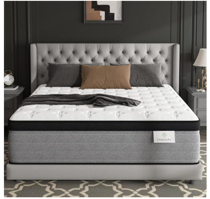 Onlylucky King Mattress 12 Inch Hybrid Firm 7 Zone Pocket Spring Support Bed
