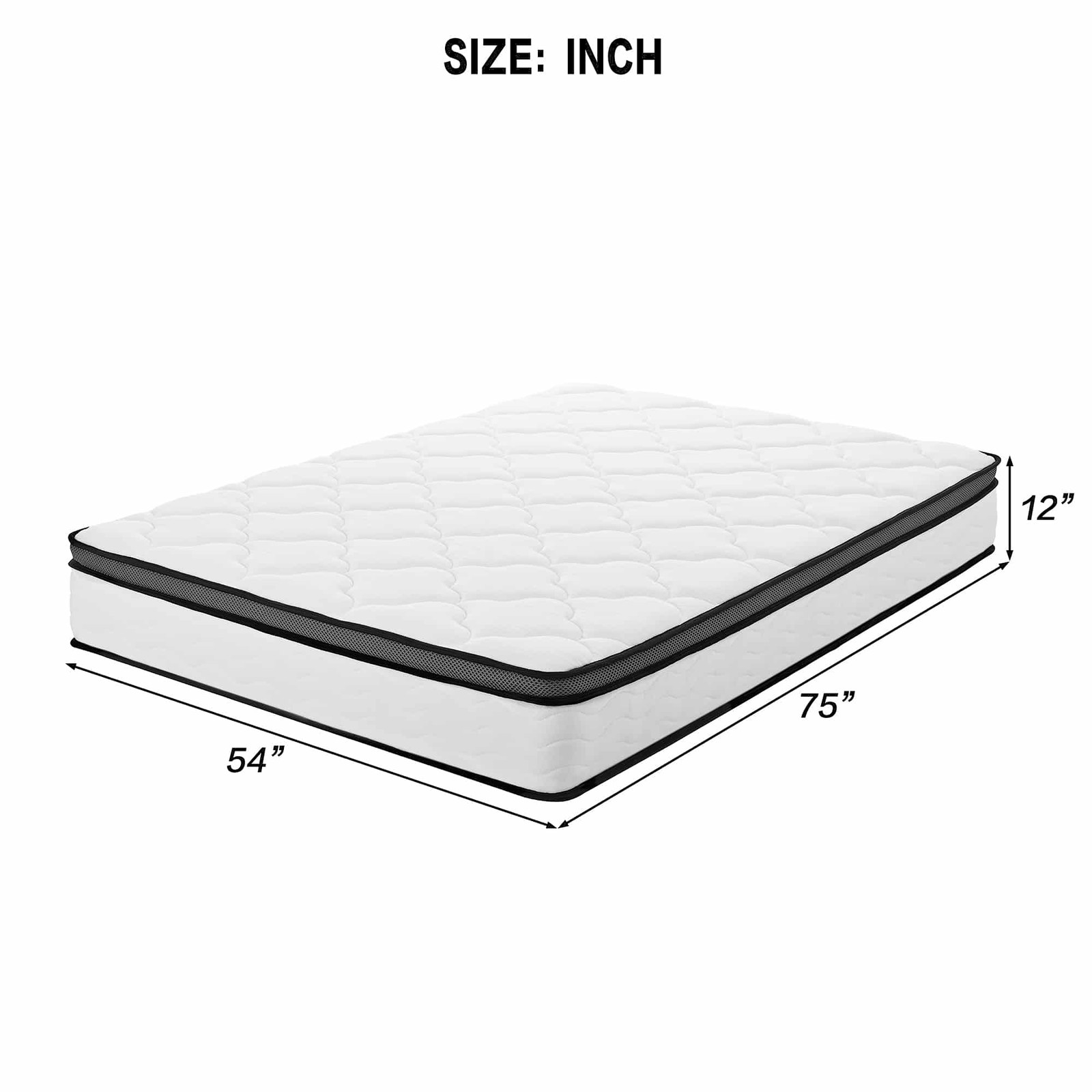 12″ Queen Hybrid Mattress in a Box Comfort Memory Foam & Pocket Springs Mattress